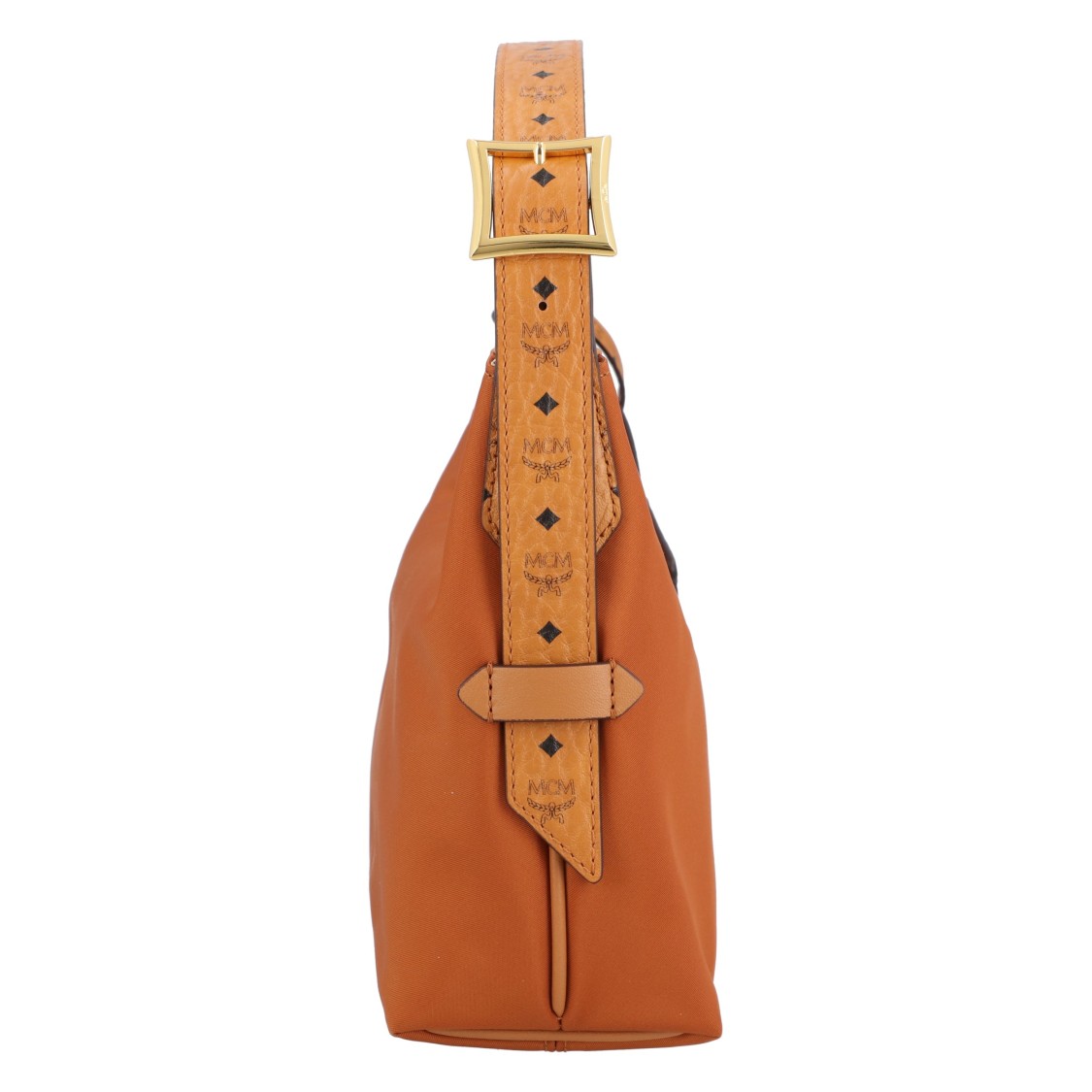 Mcm Aren Hobo Bag In Recycled Nylon And Monogram Print Leather In Brown