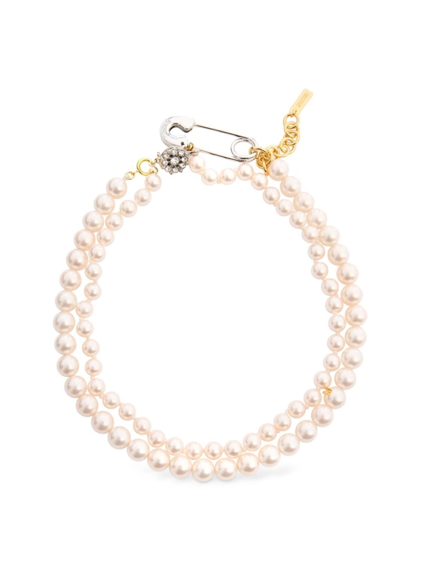 Shop Moschino Pearl Necklace In White