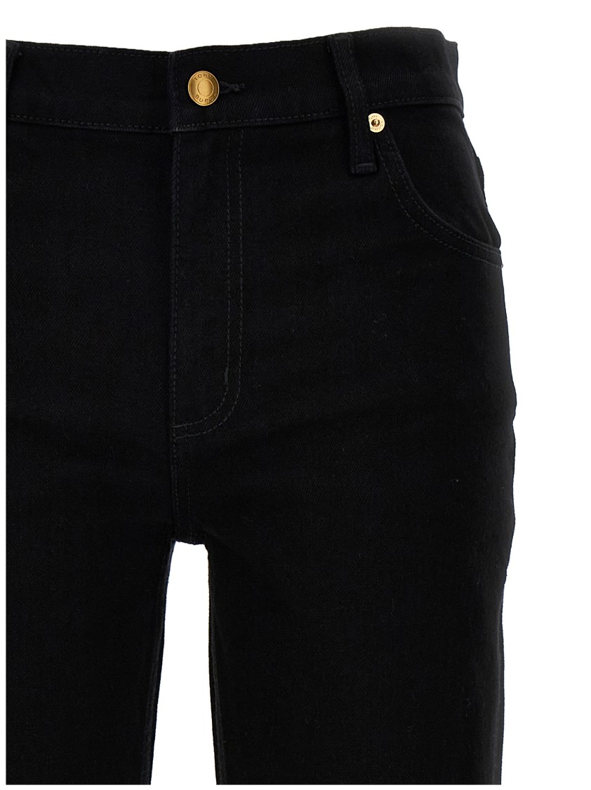 Tory Burch Low-waisted Kick Flare Jeans In Black