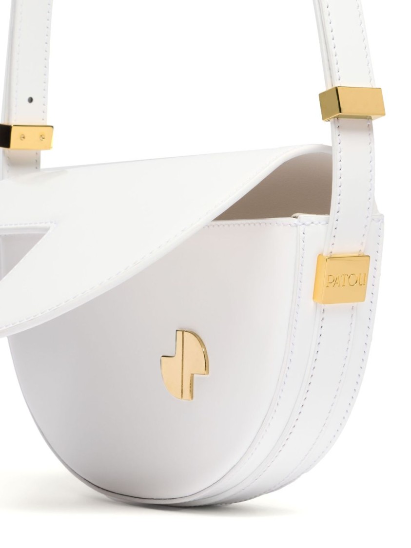 Patou Foldover Top White Bag With Magnetic Closure