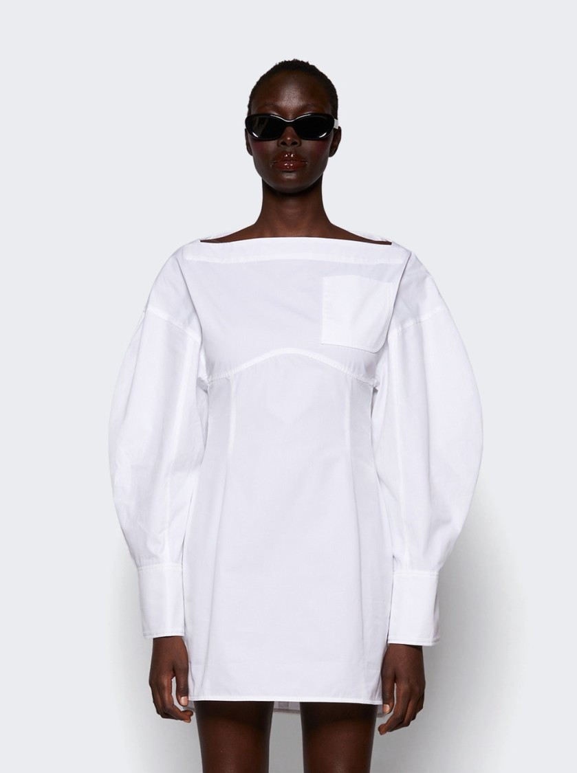 Jacquemus La Casaco Long Sleeve Cotton Shirtdress In White