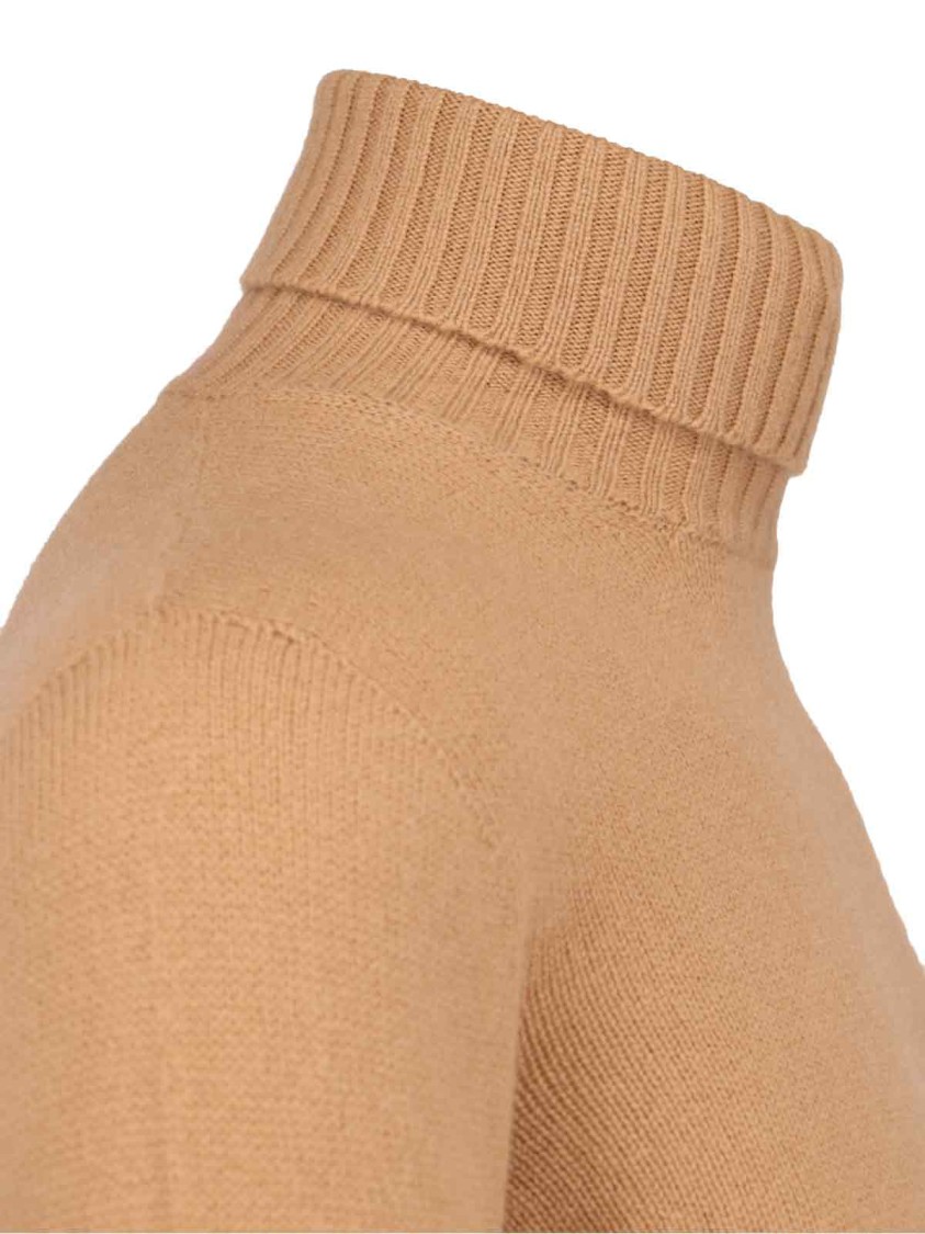 Drumohr Turtleneck Sweater In Brown Cashmere Ribbed Trim In Brown