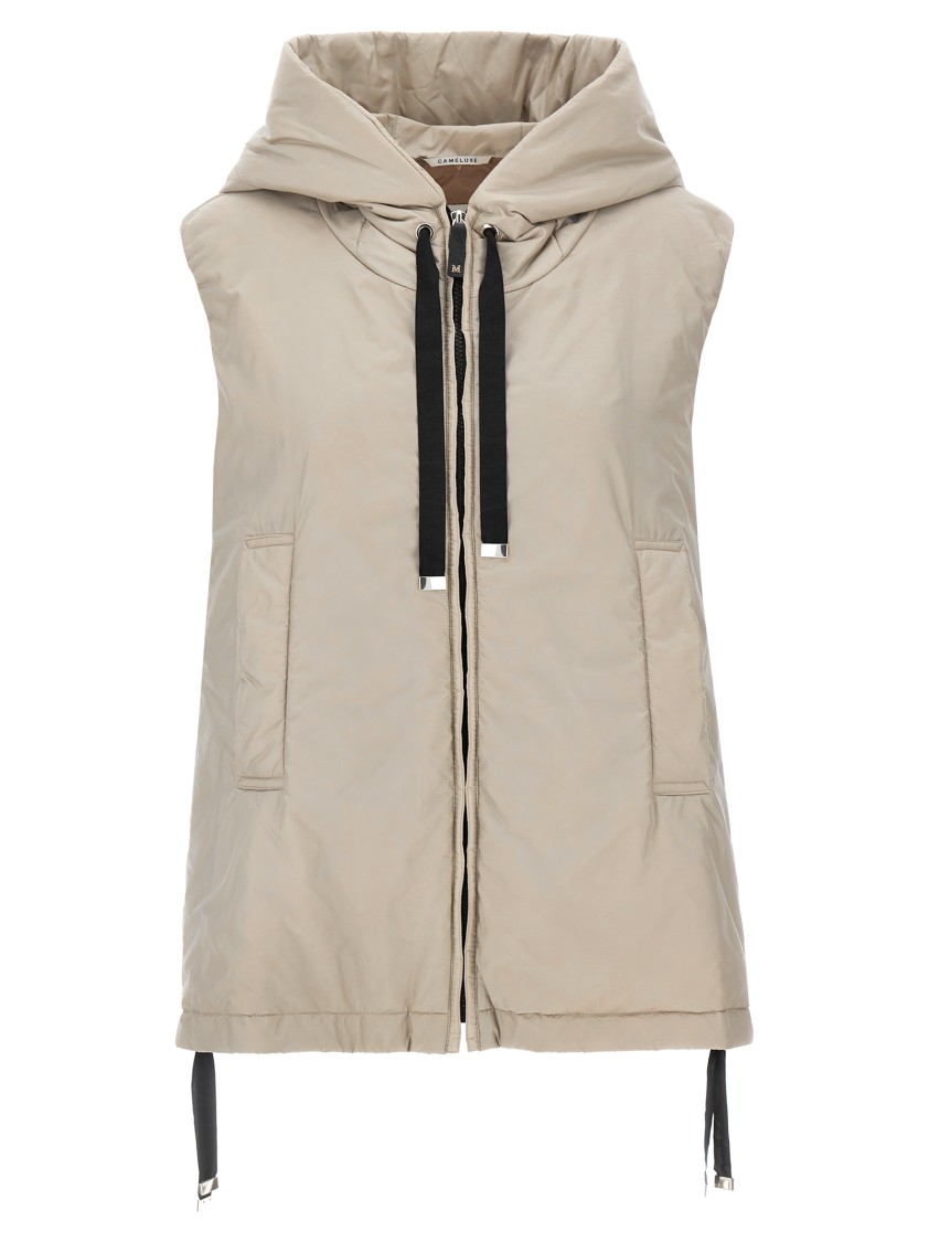 Max Mara Beige Padded Sleeveless Jacket In Gray
