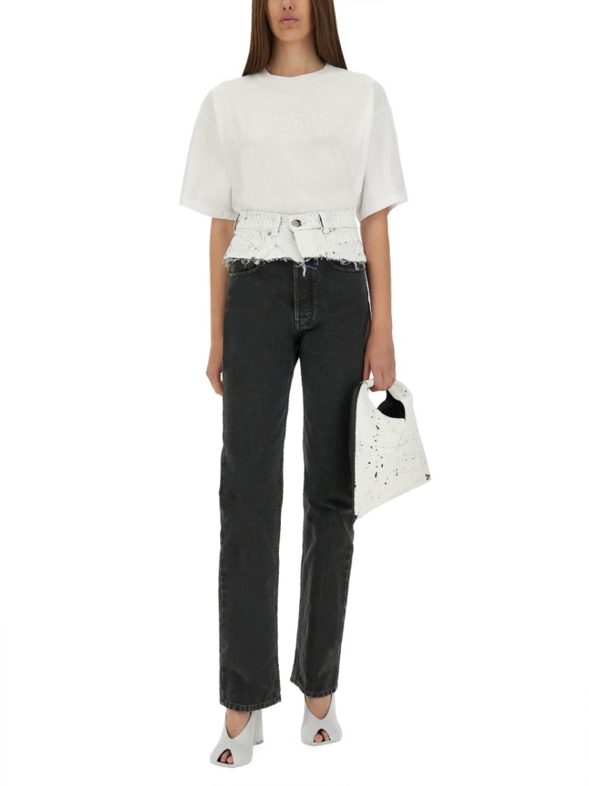 Mm6 Maison Margiela Mm6 By Maison Margiela Oversized Cotton T-shirt With Logo Detail In White