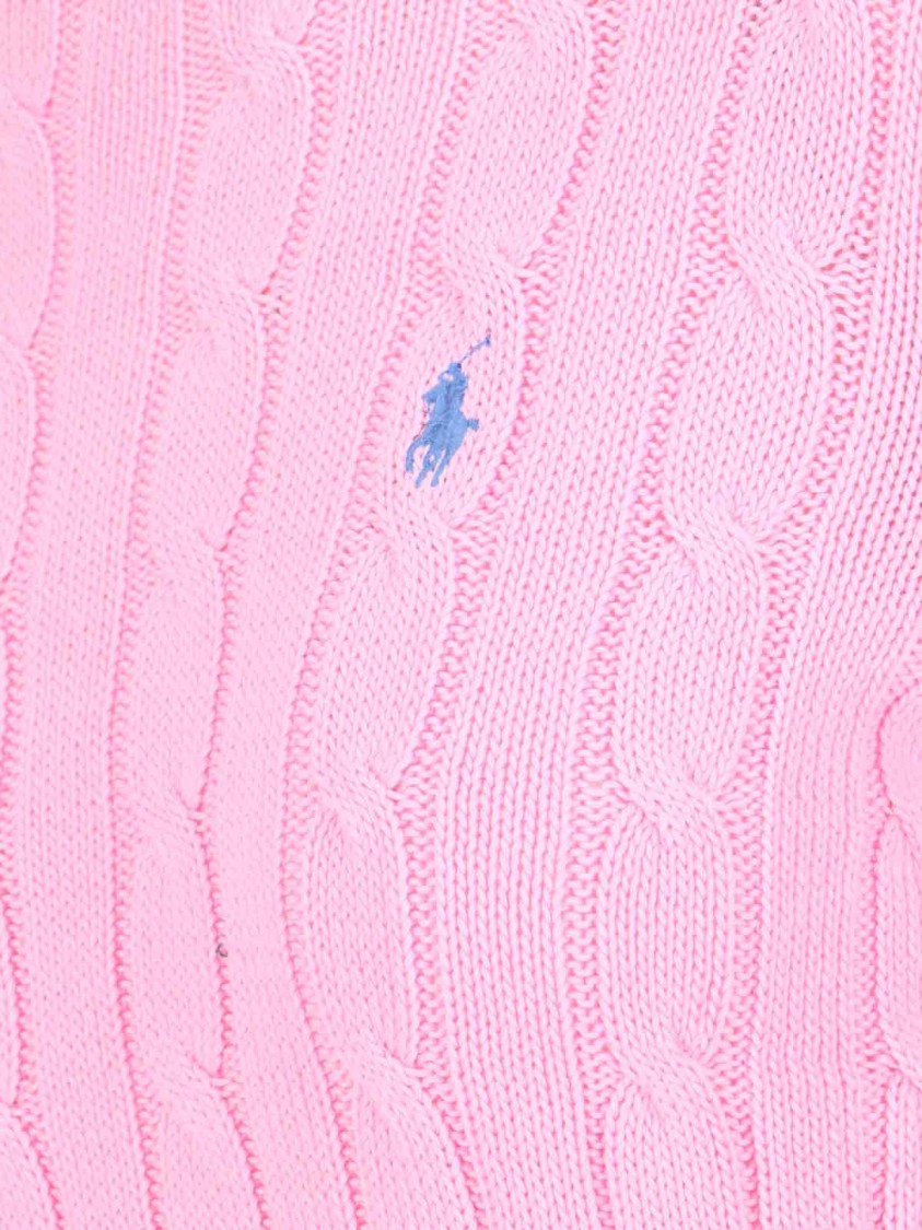 Polo Ralph Lauren Cable Knit Crew Neck Sweater Knitwear Rose In Pink