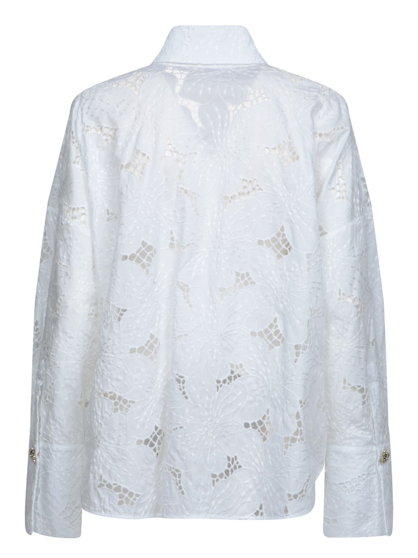 Shop Genny Floral Patterned White Shirt In Cotton Blend