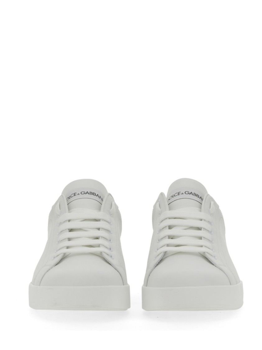 Dolce & Gabbana Portofino Light White Sneakers With Logo Patch On The Tongue And Tonal Logo Lettering On The Heel In In White