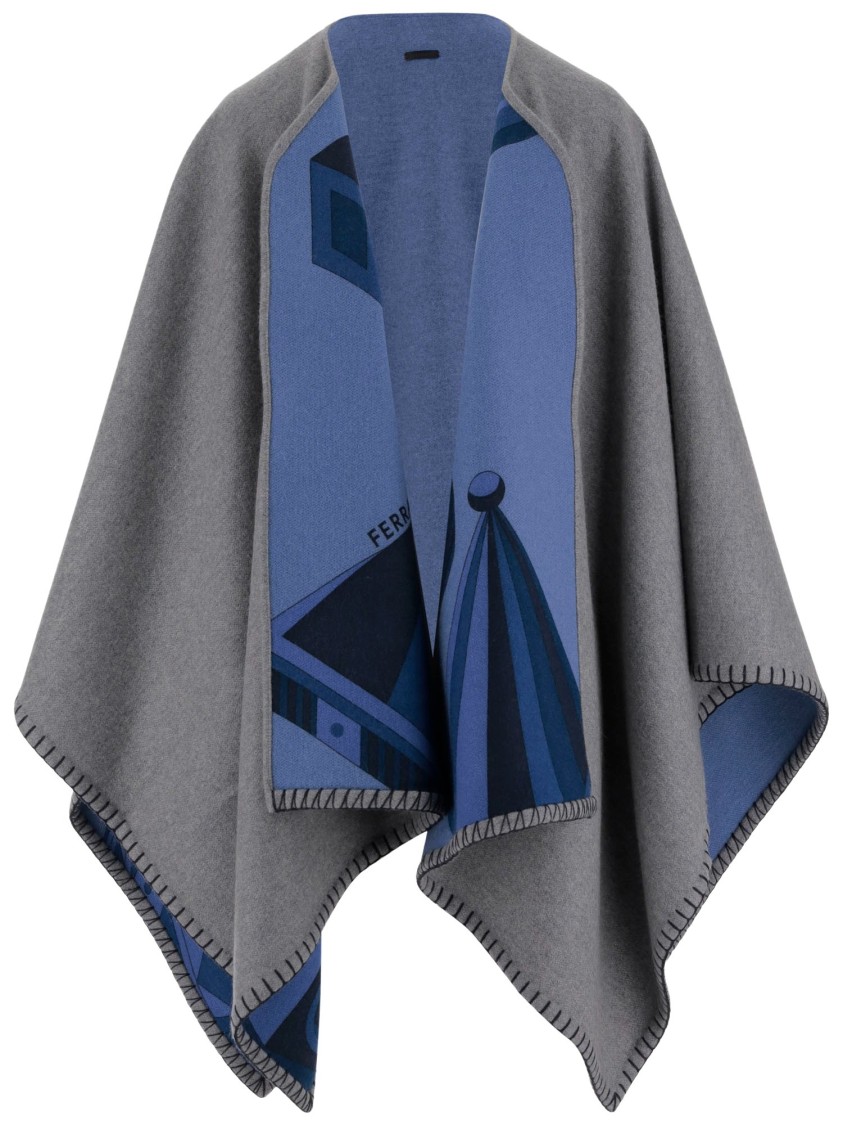 Shop Ferragamo Salvatore Nadir Print Reversible Cape In Cahsmere Blend In Multicolor