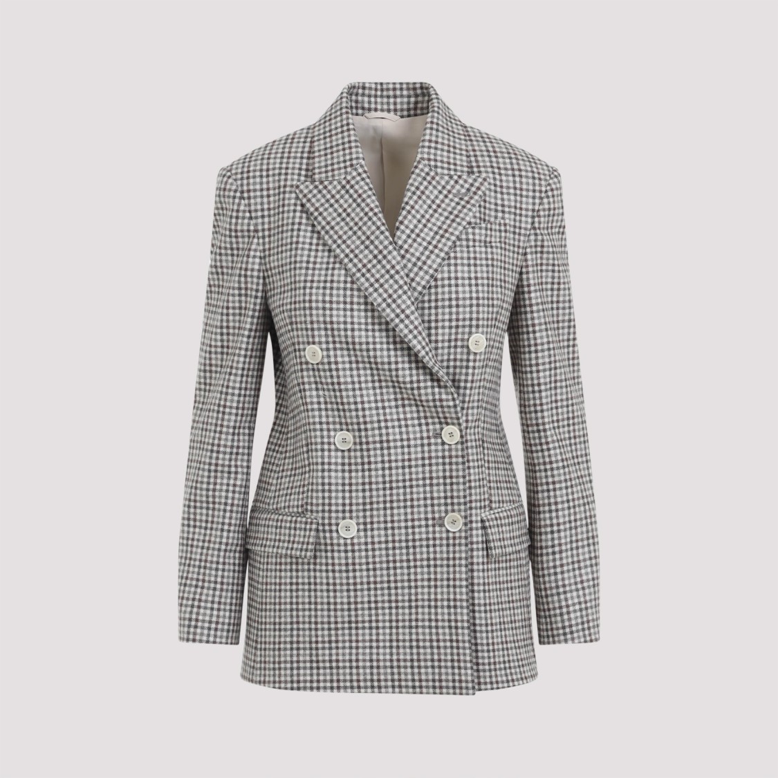 Brunello Cucinelli Double-breasted Virgin Wool Jacket With Check Pattern