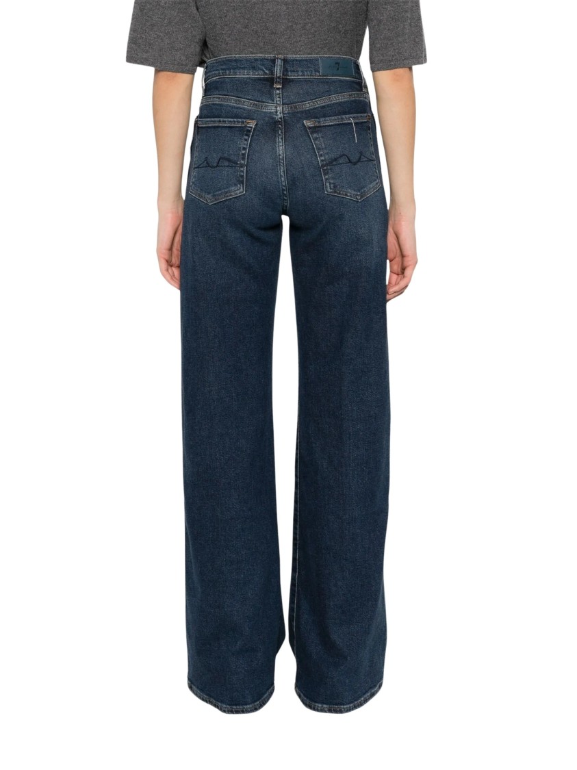 7 For All Mankind Wide-leg High-waist Denim Jeans In Black