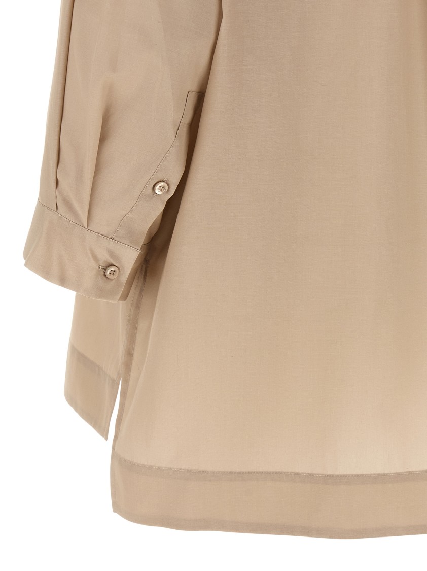 Peserico Asymmetric Hem Shirt Shirt And Blouse Beige In Brown