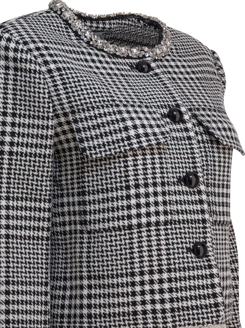 Self-portrait Cropped Tailored Jacket With Black In Gray