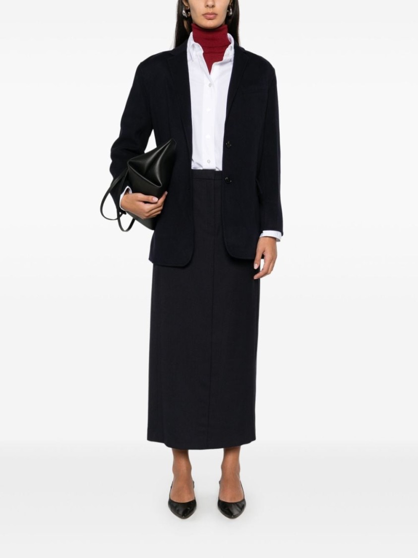 Shop Theory Navy Blue Wool Cashmere Blazer In Black