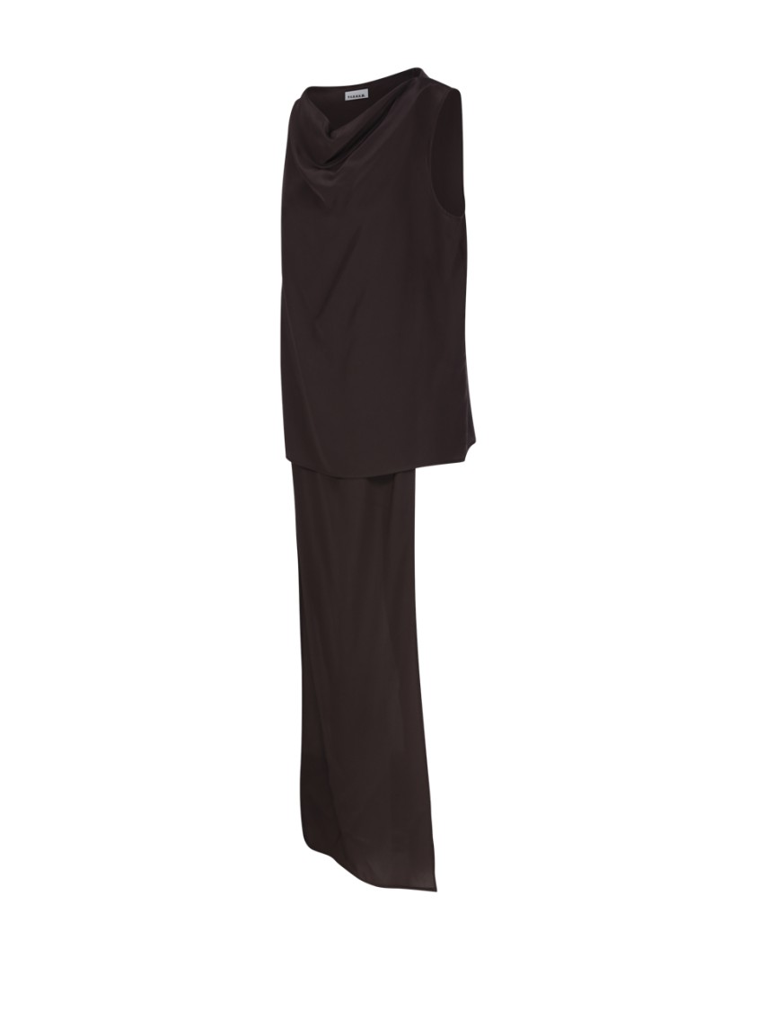 P.a.r.o.s.h Parosh Sleeveless Silk Blouse With Draped Neckline In Black