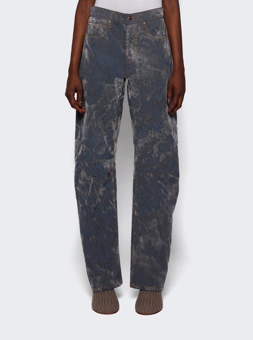 Alexander Wang Low Rise Bowed Gusset Jean Washed Smoke White In Blue