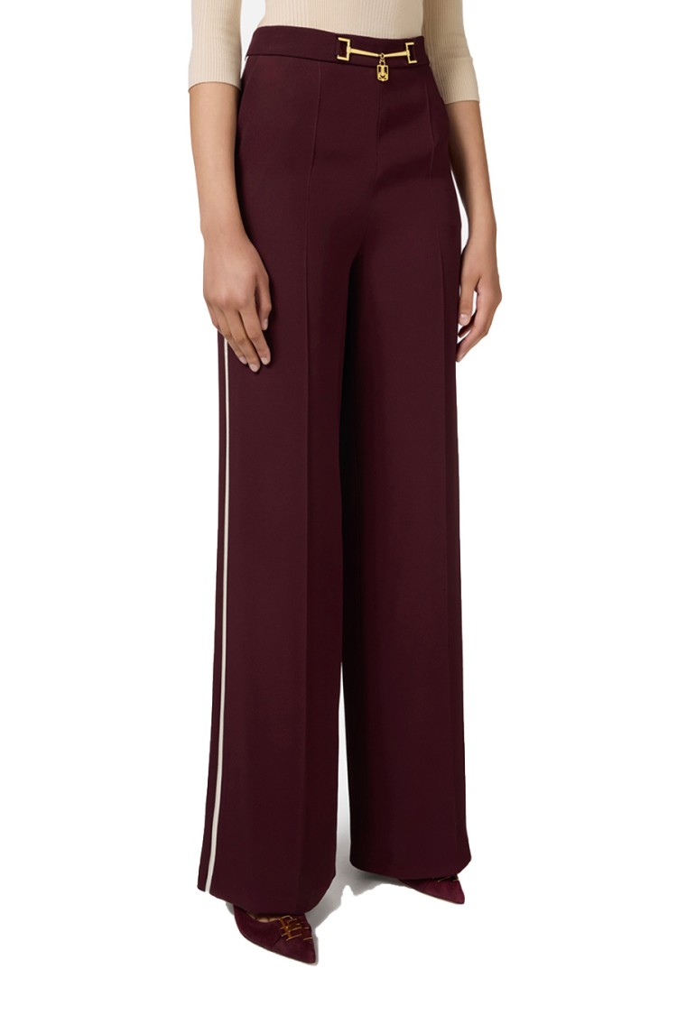 ELISABETTA FRANCHI ELISABETTA FRANCHI RED WIDE-LEG TROUSERS WITH HIGH WAIST