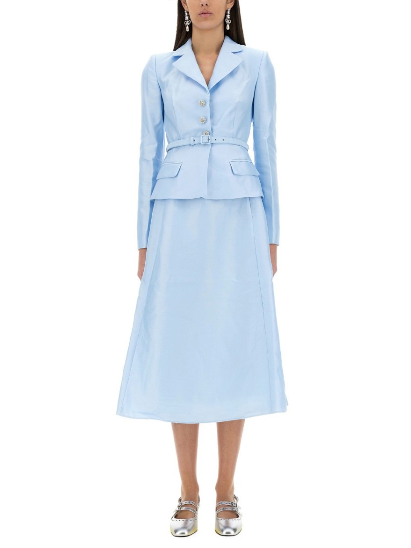 Self-portrait Midi Taffeta Dress In Blue