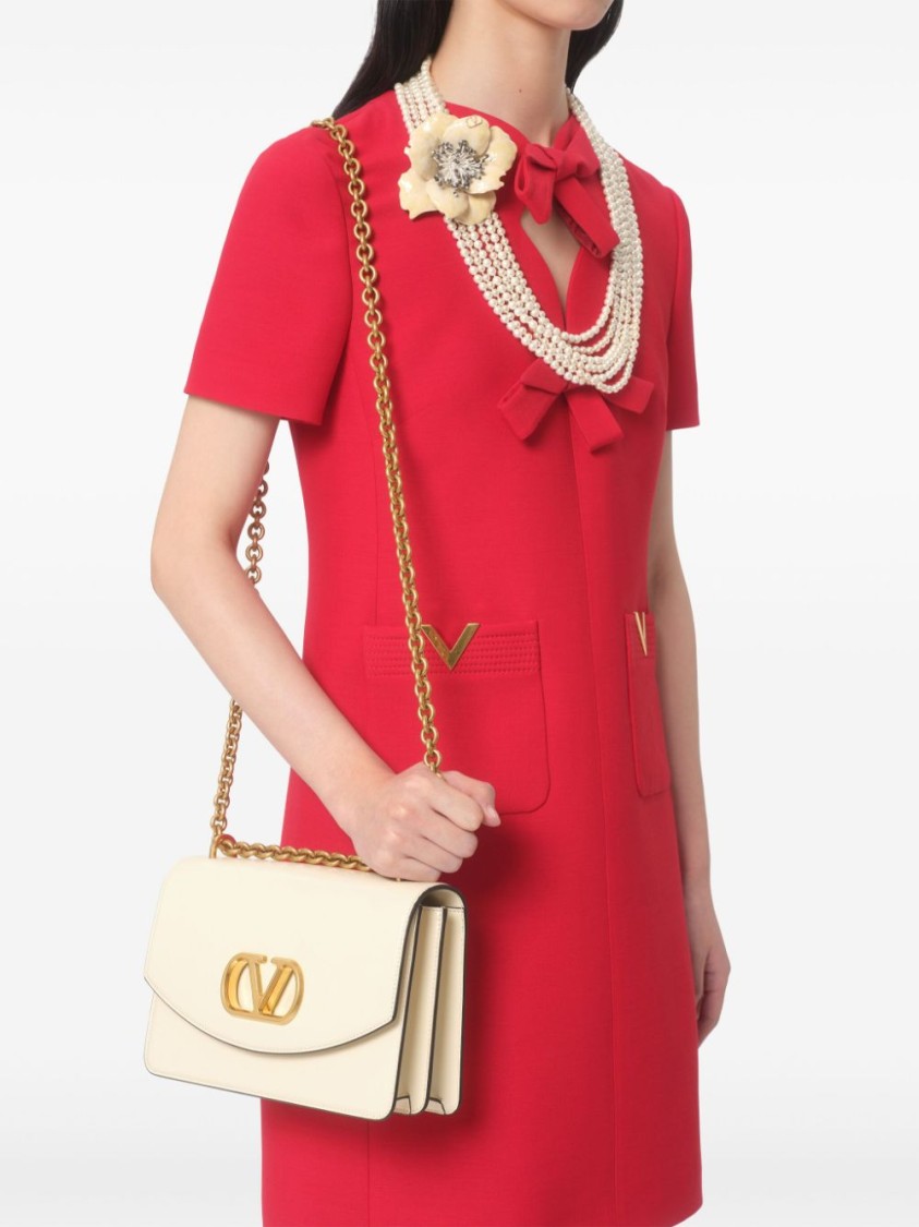 Valentino Fitted Red Dress With Decorative Bows