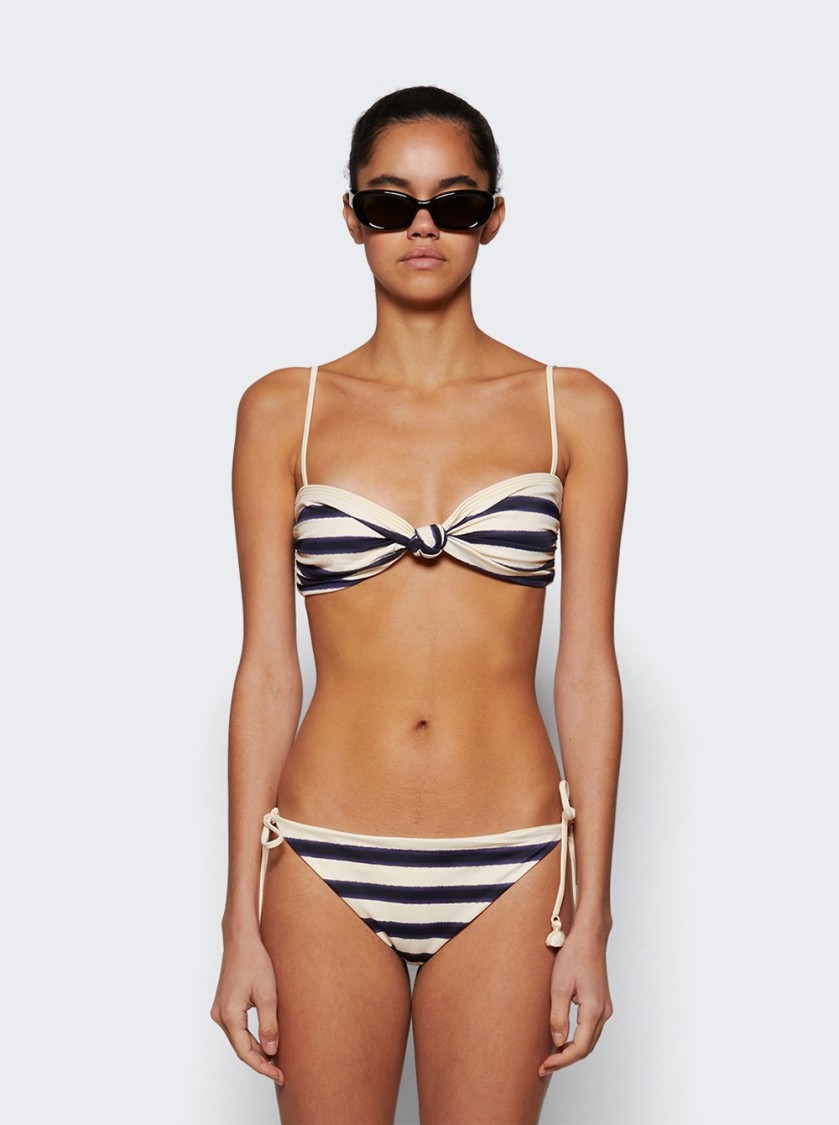 JOHANNA ORTIZ JOHANNA ORTIZ BANDANA MARINA BIKINI TOP ECRU AND NAVY