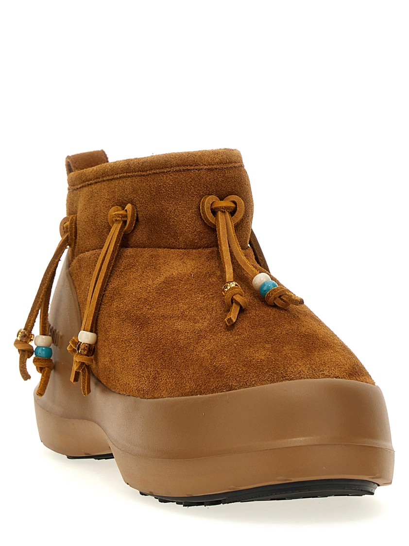 Moon Boot Luna Low Suede Beads Boots And Ankle Boots In Brown