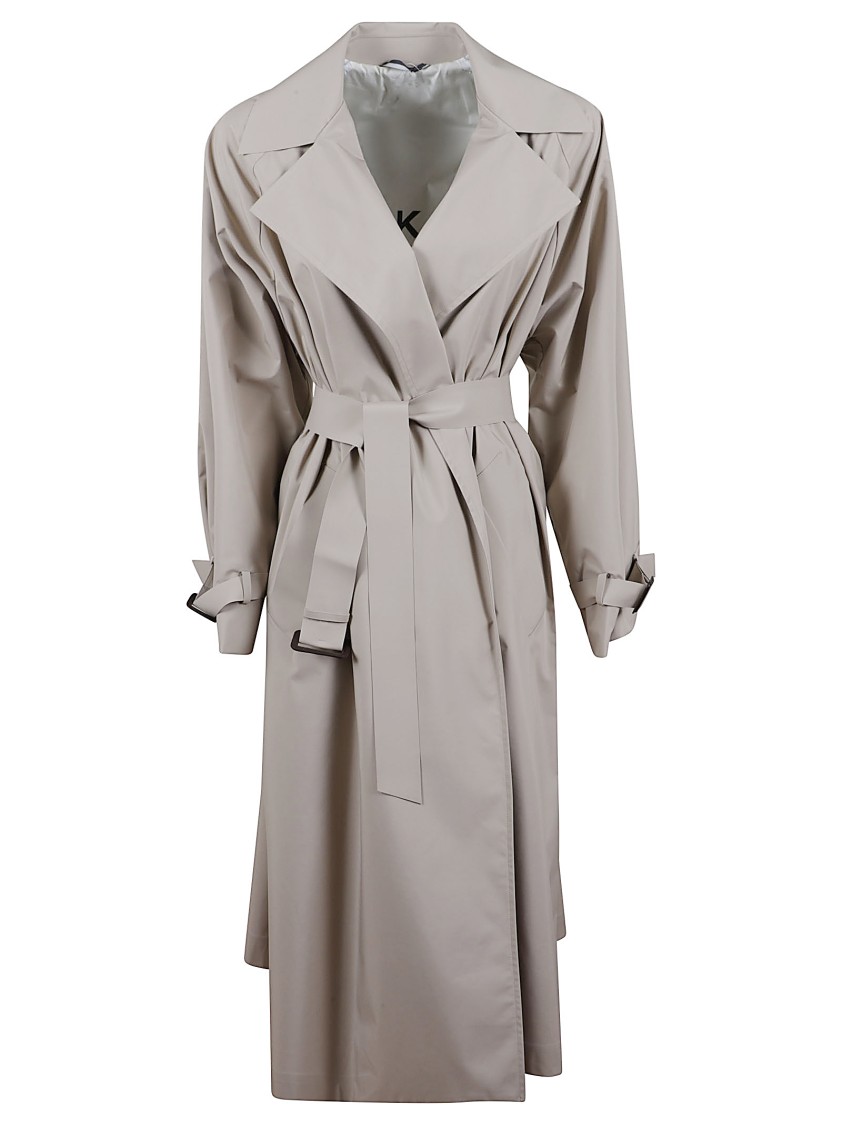 Max Mara Mid-calf Length Trench Coat With Belted Waist In Gray
