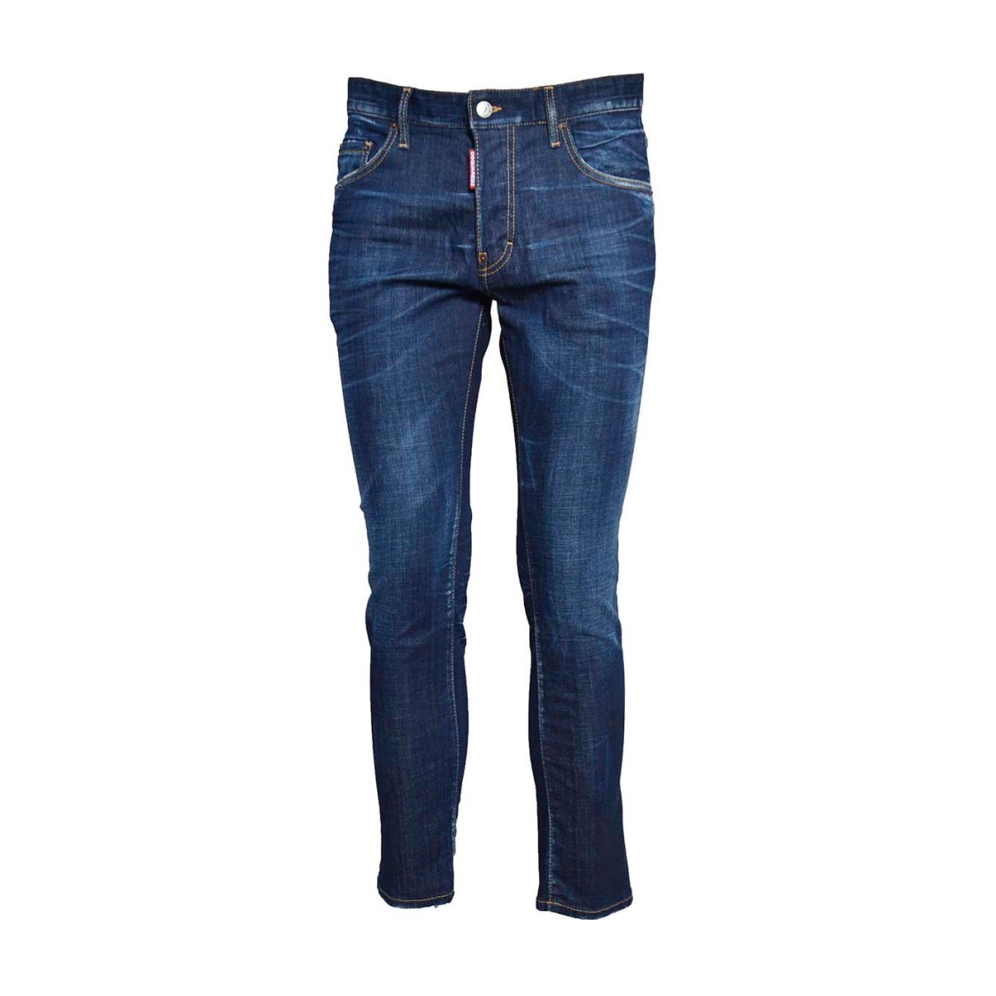 Dsquared2 Blue Jeans With Belt Loops And Logo Patch On The Rear In Black
