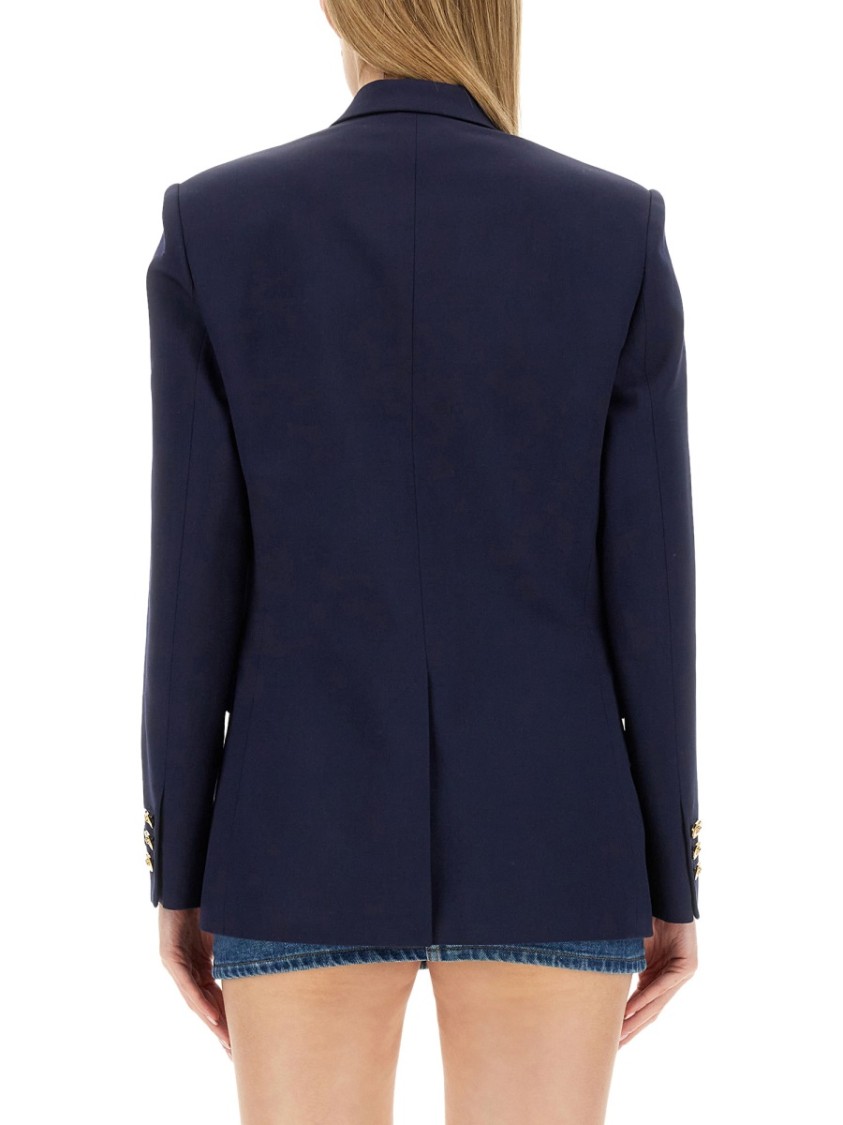Versace Blue Double-breasted Jacket With Medusa Buttons In Blue