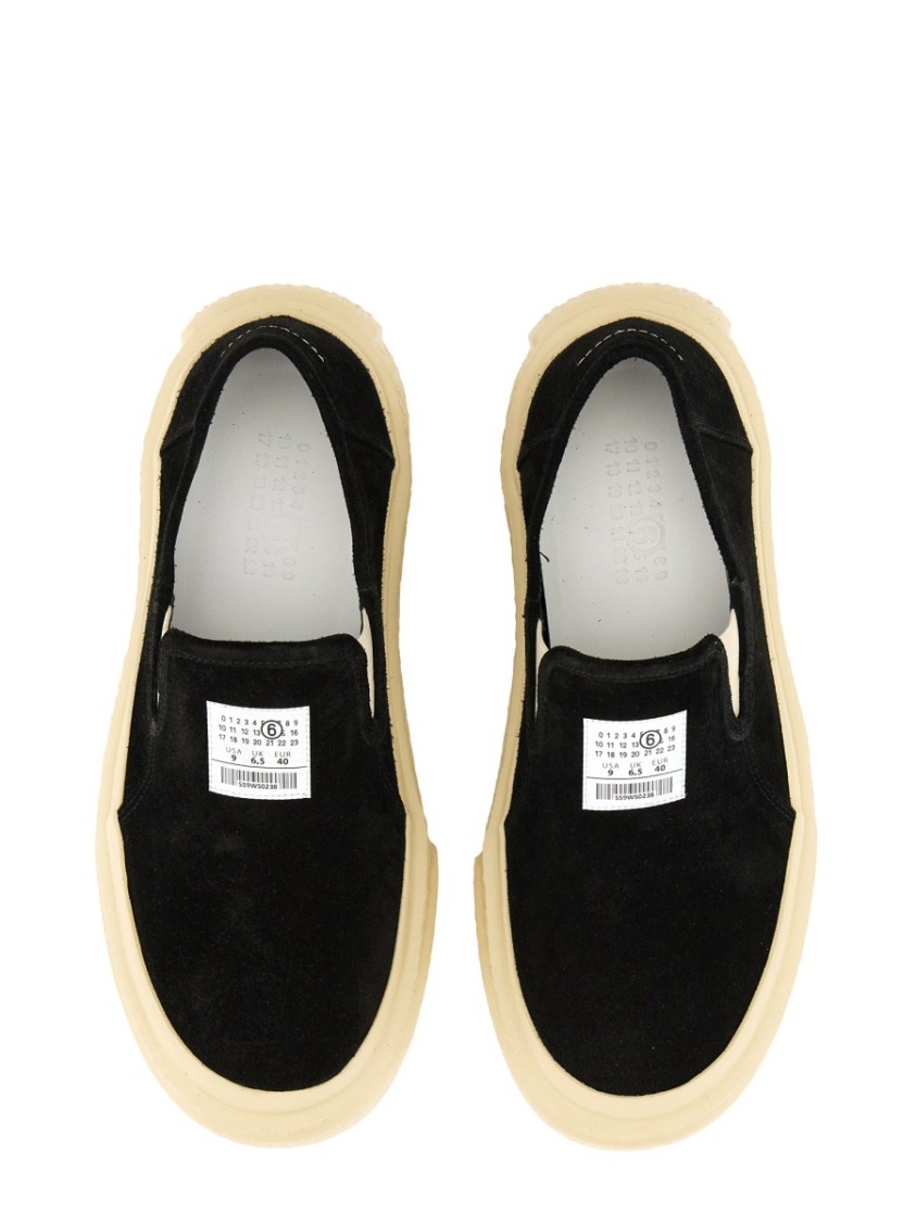 Shop Mm6 Maison Margiela Mm6 By Maison Margiela Leather Sneakers In Black