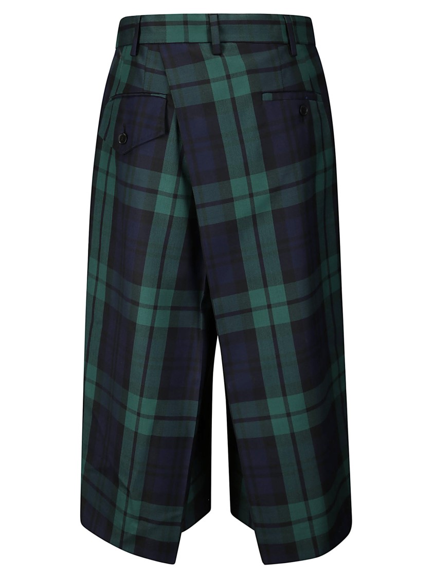 Shop Setchu Tartan Pleated Trousers With Drawstring In Multicolor