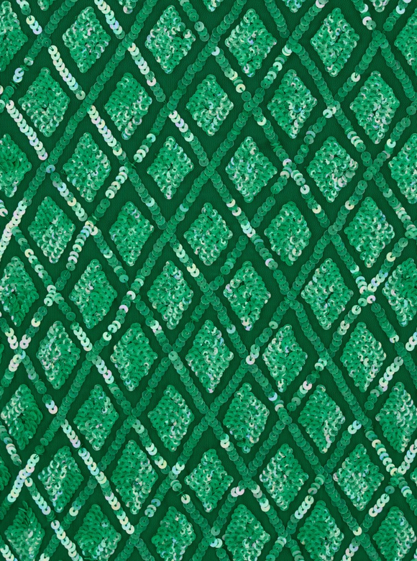 Shop P.a.r.o.s.h . Fitted Skirt With Diamond Pattern And Sequined Embellishment In Green
