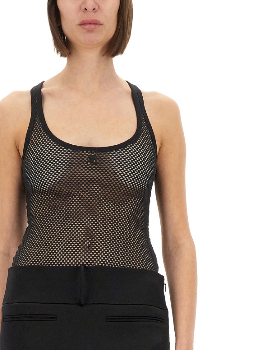 Shop Courrèges Lightweight Mesh Tank Top Crafted In Black