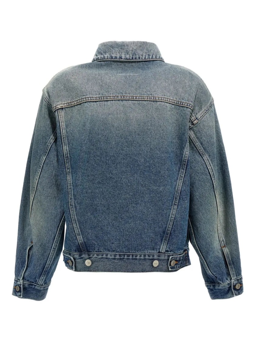 Mm6 Maison Margiela Mm6 By Maison Margiela Cut-out Denim Jacket With Unique Sleeve Details In Blue