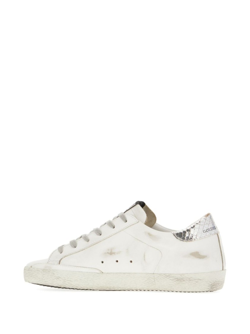 Golden Goose Stardan Sneakers With Silver Metallic Leather Star And Heel Tab In White