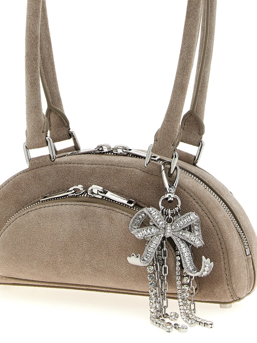 Self-portrait 'suede Mini With Charm' Shoulder Bag In Gray
