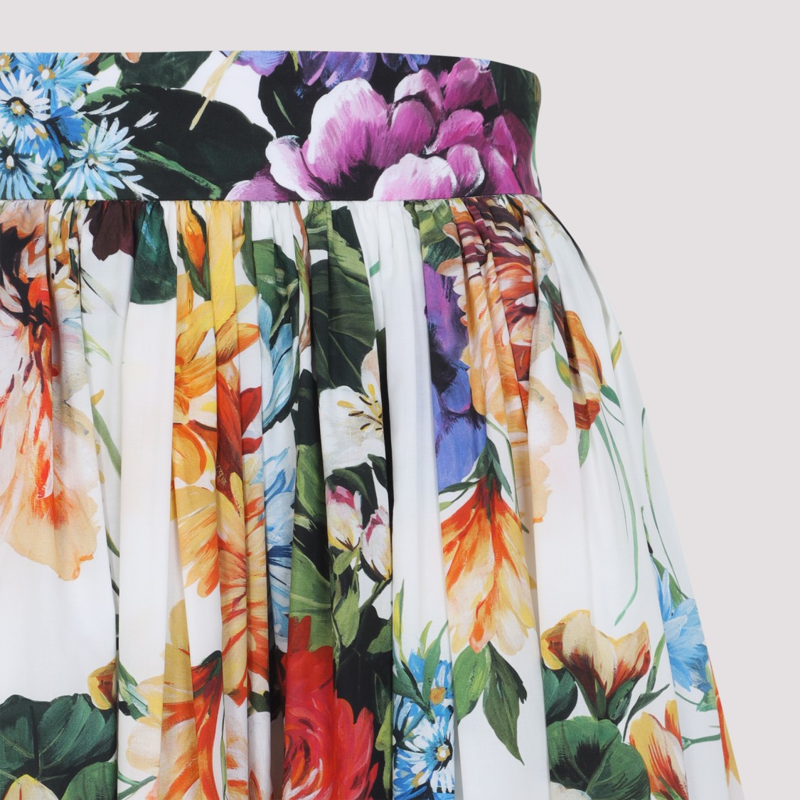 Dolce & Gabbana High-waisted Skirt With A Floral Bouquet Print In Multi