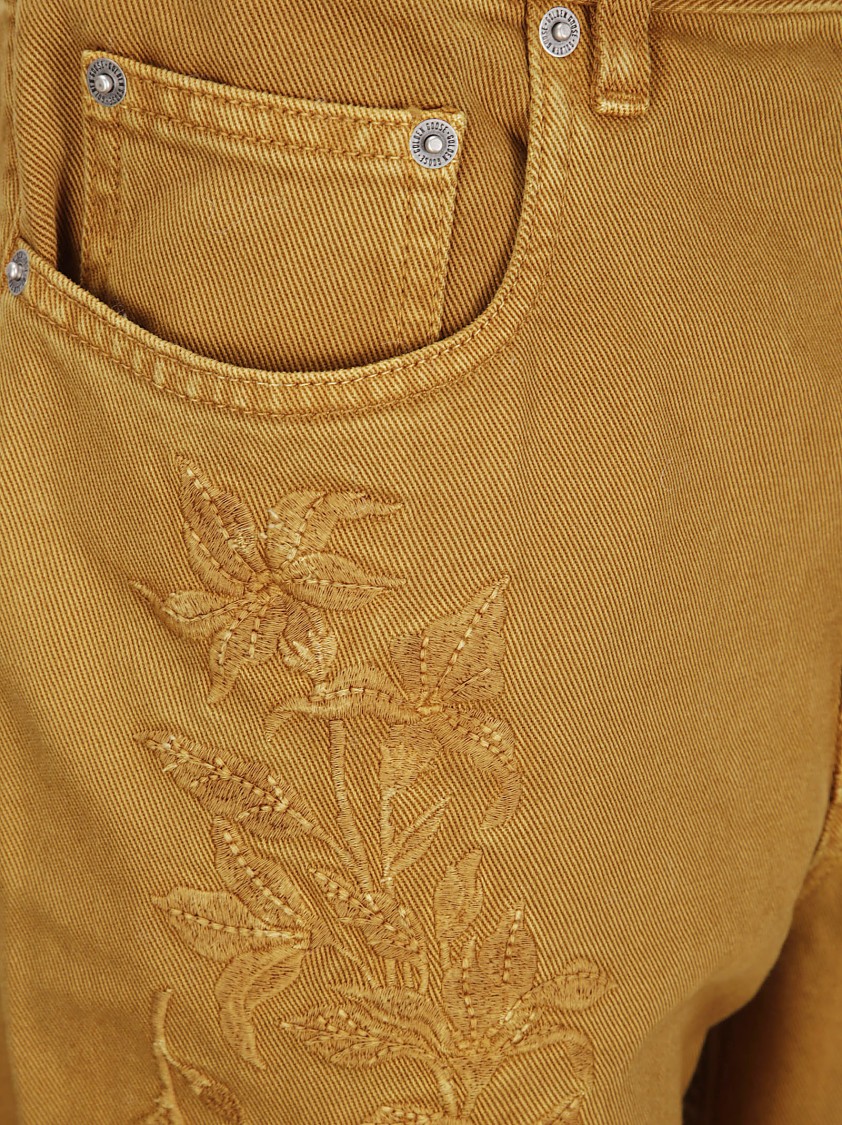 Golden Goose Journey Ws Pant Kim Long Leg Garment Dyed Embroid In Blue