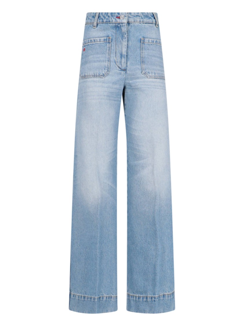 Shop Victoria Beckham "alina" Straight Leg Jeans – Light Blue