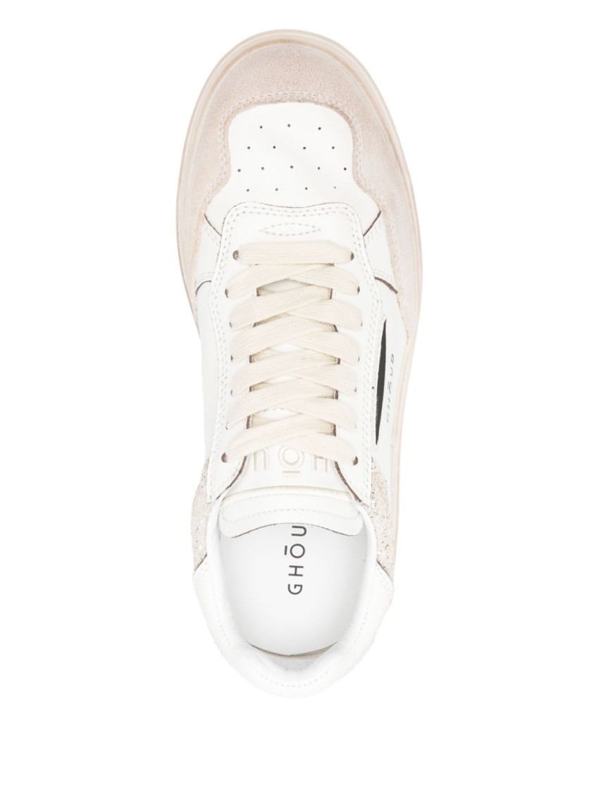 Ghoud White And Beige Sneakers With Textured Accents In White