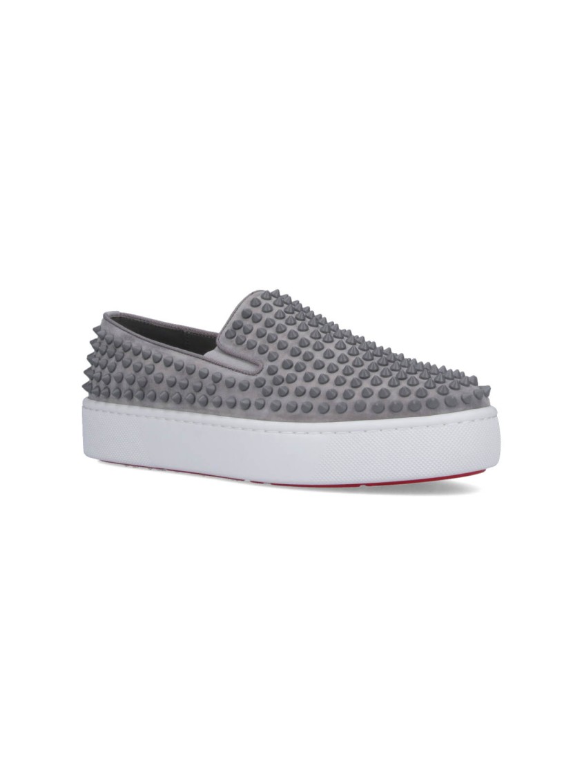 Christian Louboutin Spikeboat' Sneakers – Gray In Gray