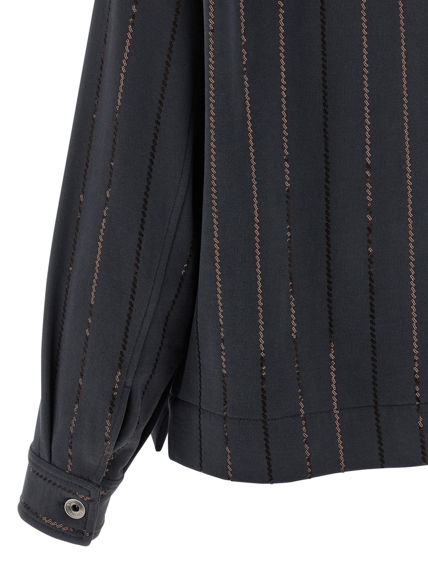 Brunello Cucinelli Knitwear With Chest Pockets And Collared Neck In Black