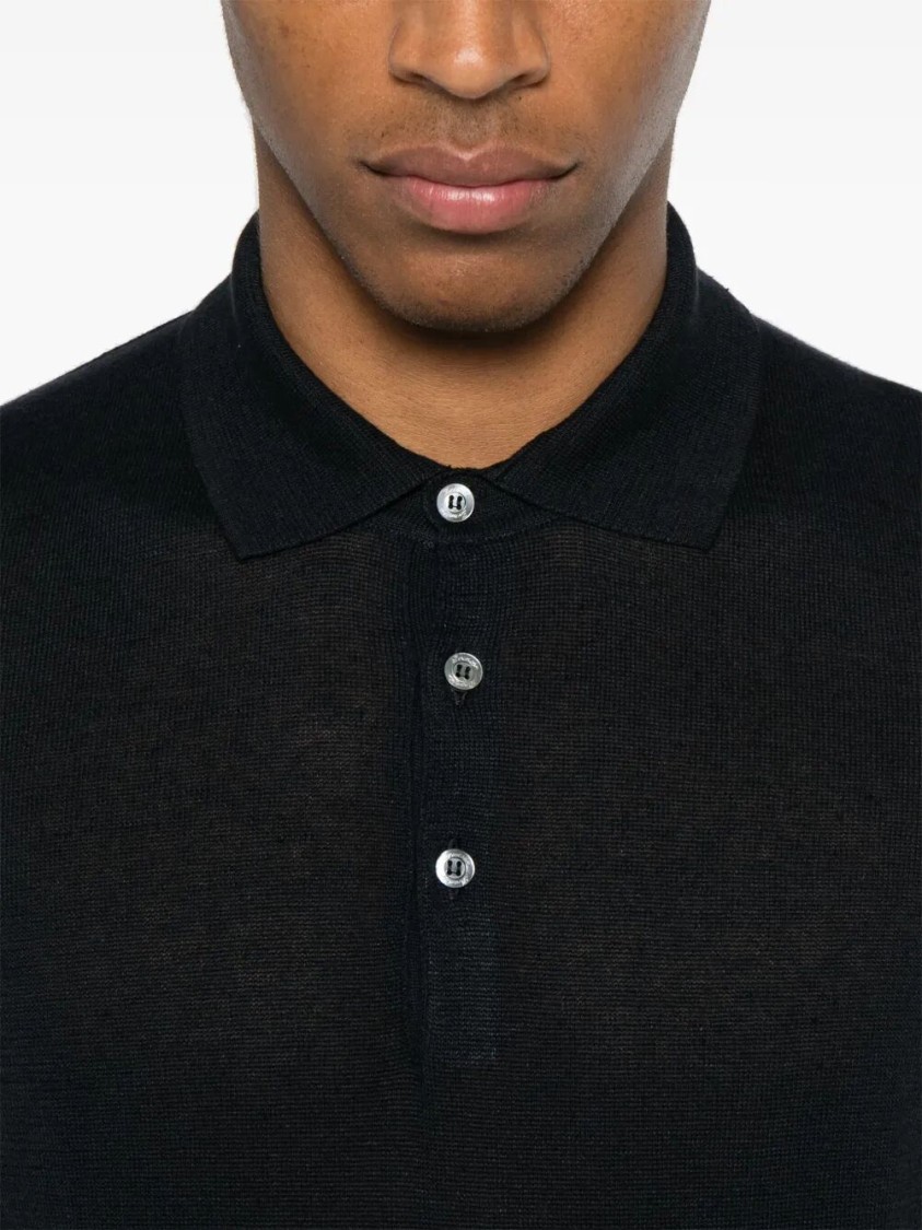 Drumohr Short Sleeve Polo With Classic Collar In Blue