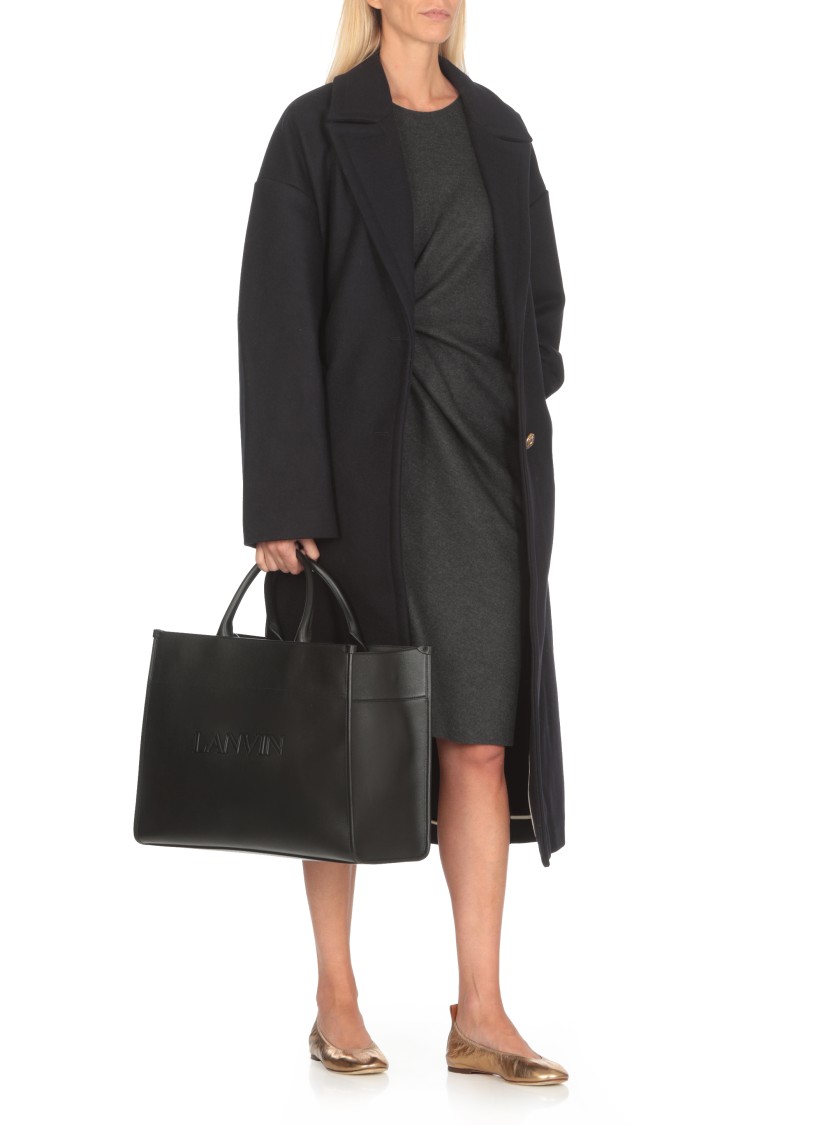 Shop Lanvin Black Leather Shopping Bag