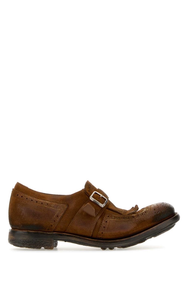 Church's Caramel Suede Shanghai W Monk Strap Shoes In Black