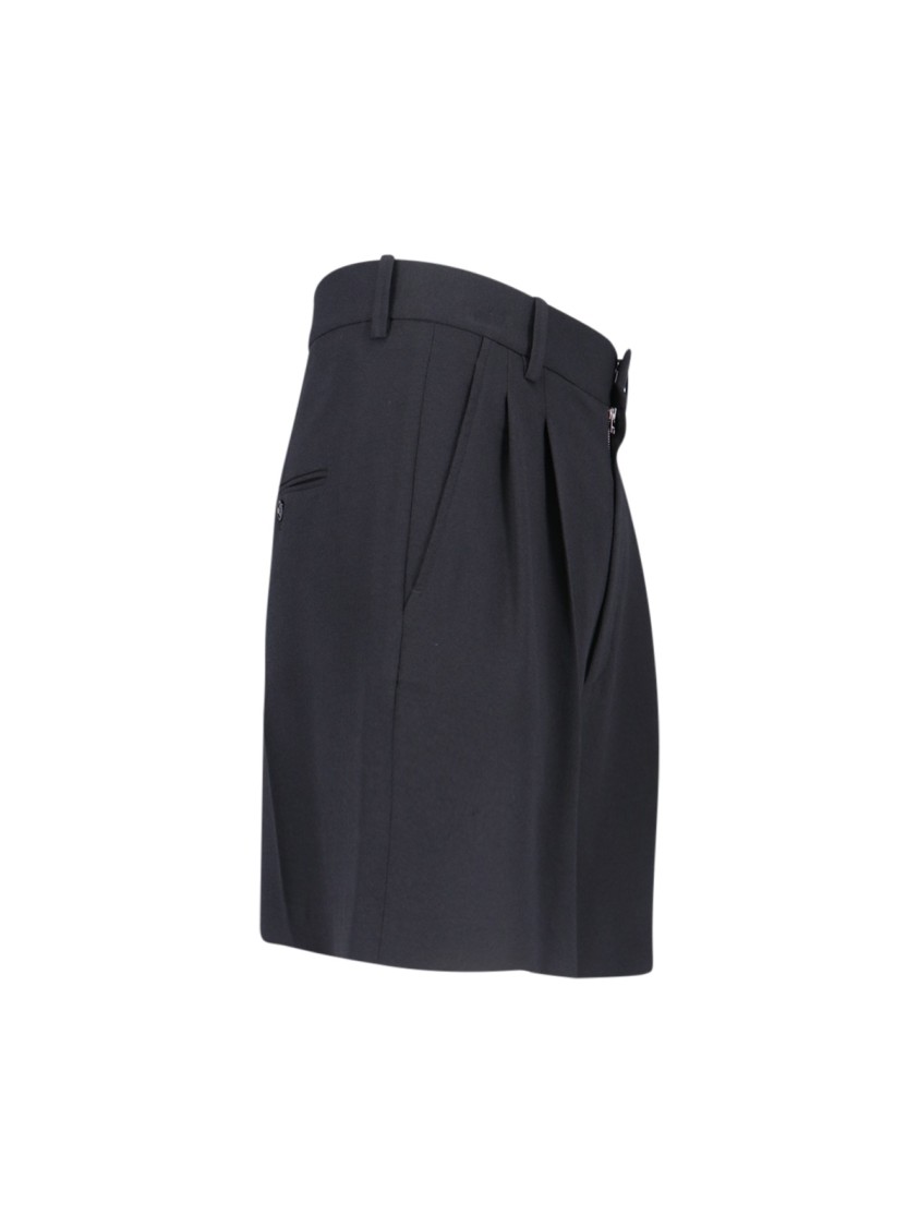 Shop Isabel Marant Norman Pleated Detail Shorts In Blue Fabric