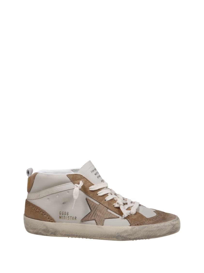 Golden Goose Mid Star Leather Upper Nabuk Star Suede Toe In Brown
