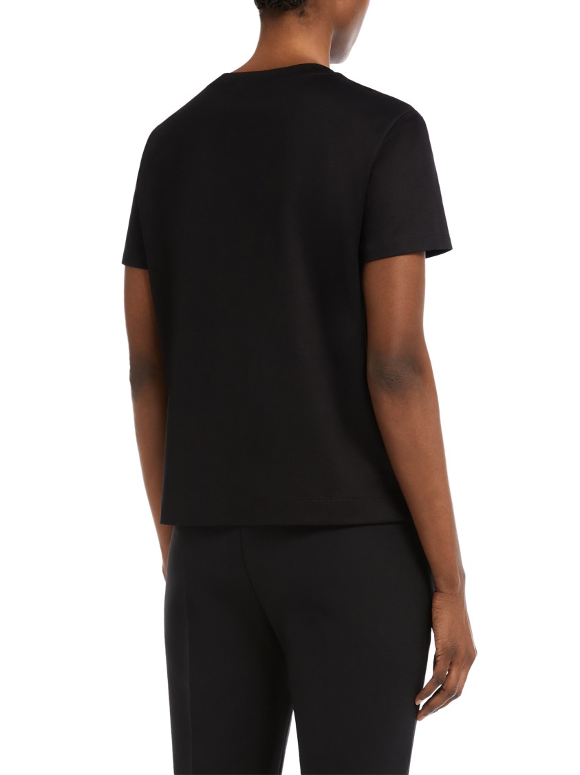Max Mara Black T-shirt With Subtle Logo Detail In Black