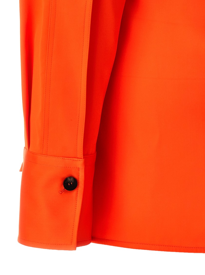 Ferragamo Satin Asymmetric Shirt In Orange
