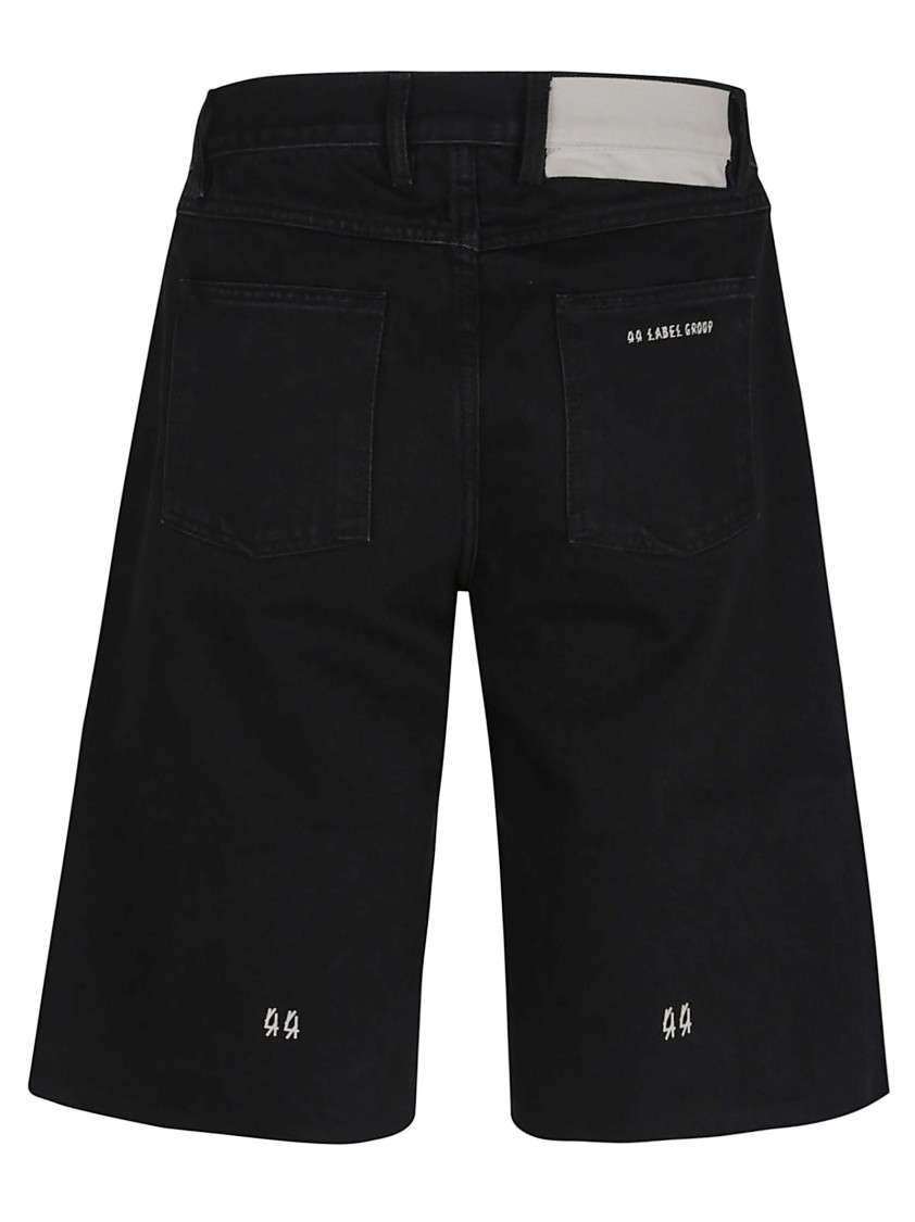 44 Label Group Black Cotton Bermudas With Classic Five-pocket Design In Black