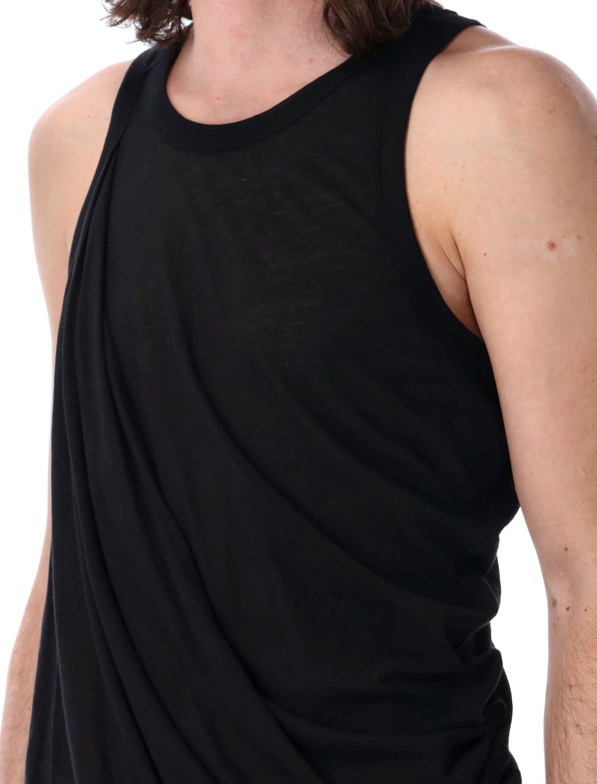 Rick Owens Relaxed-fit Black Tank Top With Unique Draping In Black