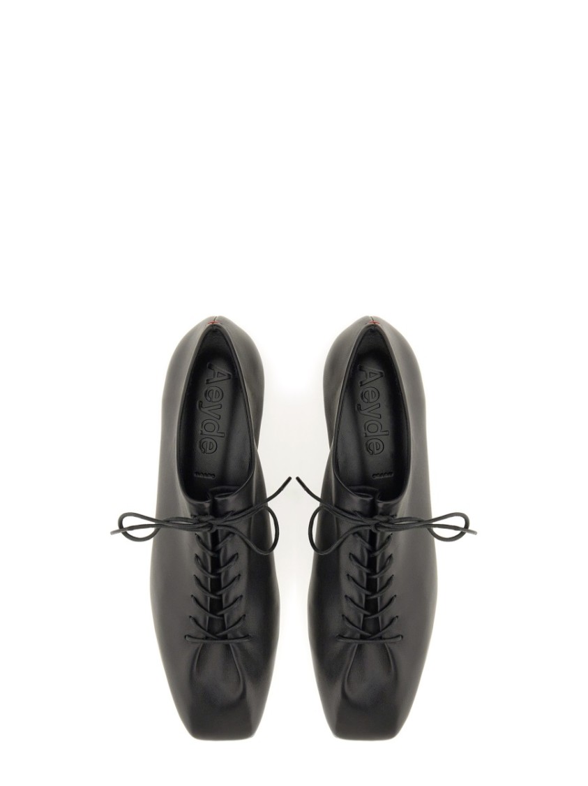 Shop Aeyde Aeydē "isla" Black Lace-up Shoe